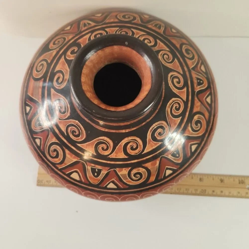 Guaitil Costa Rican Handcrafted & Painted Red Clay Chorotega Vase